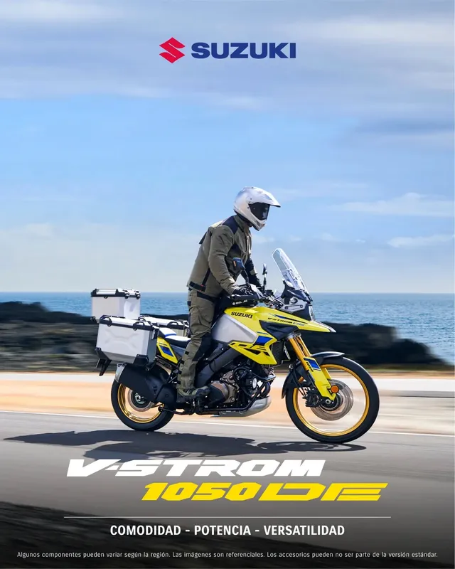 ¡SUZUKI V-STROM 1050 DE: AVENTURA SIN LÍMITES! Descubre nuevos caminos con su potente motor y suspensión preparada para la aventura. Diseñada para conquistar ru