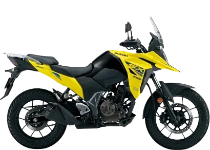 Motocicleta Suzuki V-Strom 250 amarilla vista de perfil